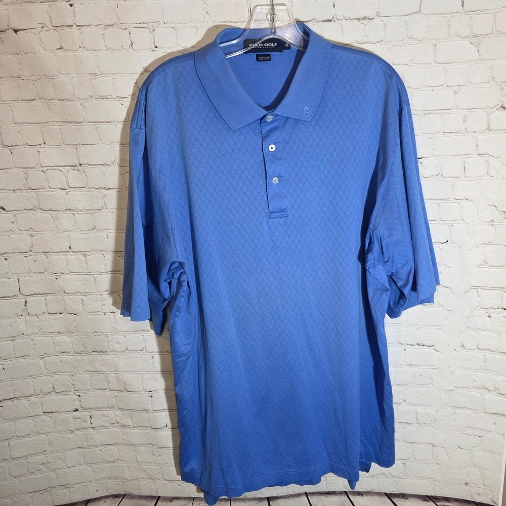 Polo Golf Ralph Lauren Blue‎ Diamond Knit Pima Cotton Polo Shirt XL
